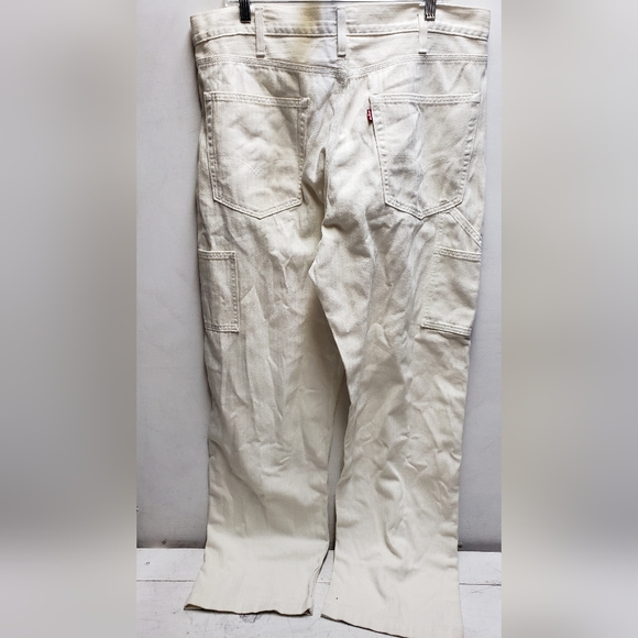 Levis mens 36x34 cream white cotton painter chore utility pants jeans - Picture 3 of 14